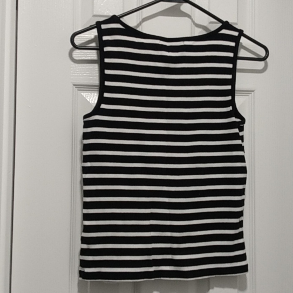 Like New, Ralph Lauren Nautical Stripe Crochet Lace Front Tank Top - Picture 5 of 13